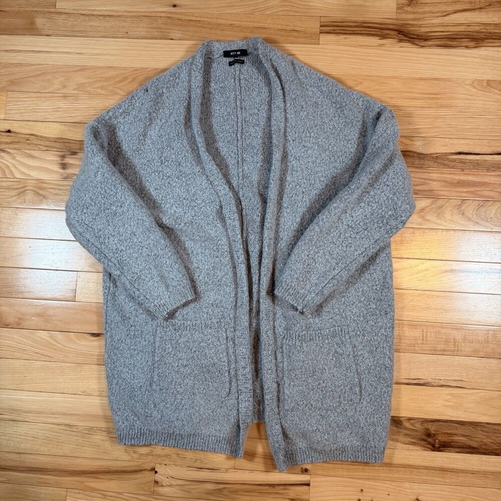 Miss Me Women's Cardigan Size M Gray chunky Knit Cardigan Boho Long Sleeve Snap